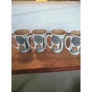 RARE VTG 1979 FITZ & FLOYD SEASHELLS VARIATIONS  COFFEE TEA MUGS - SET Of 4